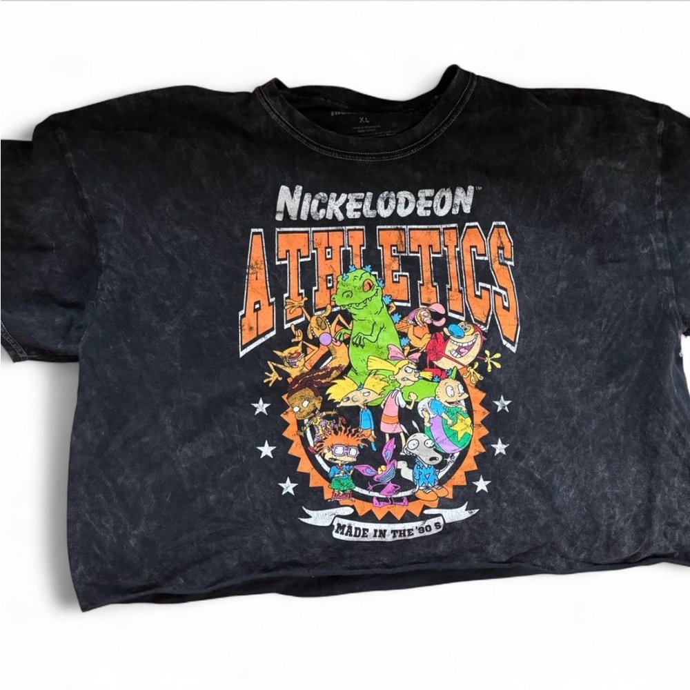 🚨SOLD🚨 Y2K Nickelodeon Cropped Athletics Graphic T-Shirt XL